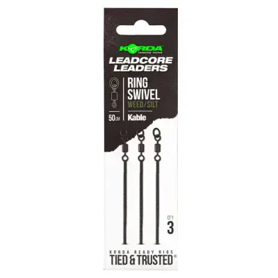 Korda Kable Leadcore Leader Ring Swivel Weed/Silt 50cm