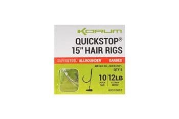 KORUM 15 BIG FISH HAIR RIGS W/QUICKSTOPS BARBED to 10