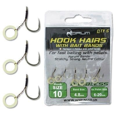 KORUM HOOK HAIRS WITH BAIT BANDS (10)