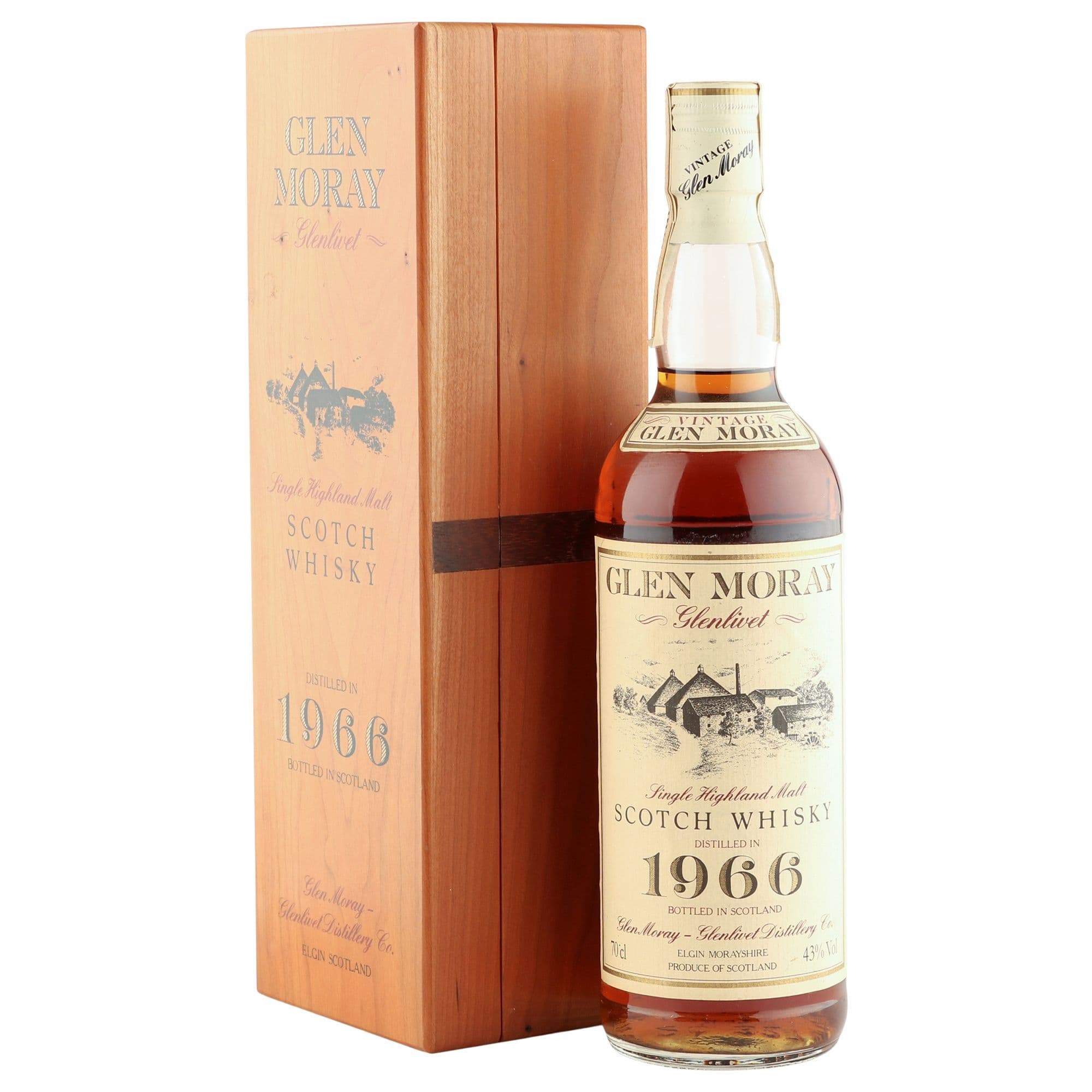 Glen Moray 1966 26 Year Old Vintage with Wooden Presentation Case