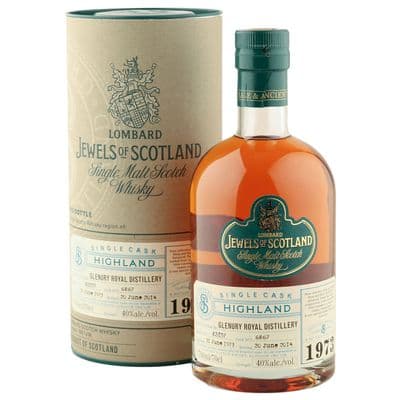 Glenury Royal 1973 40 Year Old, Lombard Jewels of Scotland 2014 Bottling with Tube