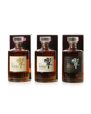 Hibiki 12 Year Old, 17 Year Old & 21 Year Old - Three Bottle Set with Boxes