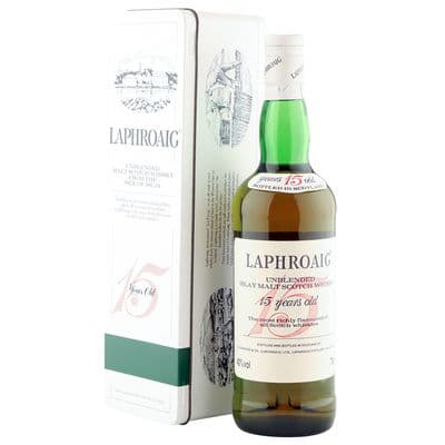 Laphroaig 15 Year Old, Unblended UK Eighties Bottling with Tin