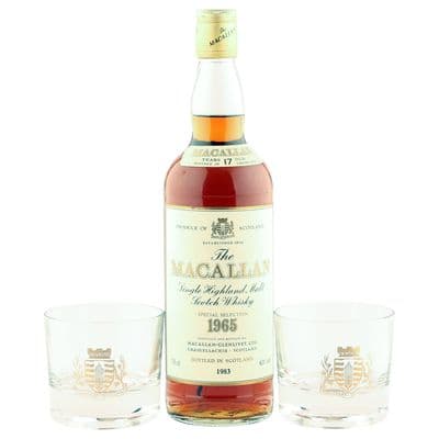 Macallan 1965 17 Year Old, Rare UK Edition with Glassware