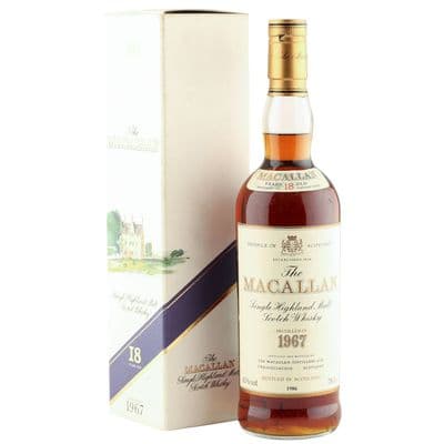 Macallan 1967 18 Year Old, Vintage UK 1986 Bottling with Box