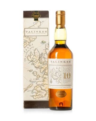 Talisker 10 Year Old, Old Map Label with Presentation Carton