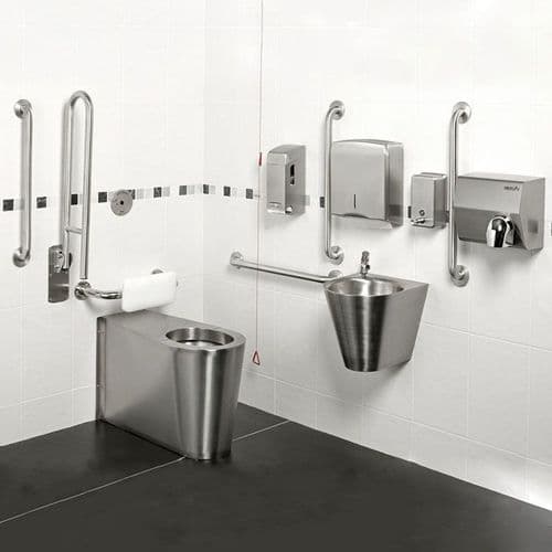 Armourlight Vandal Resistant Back to Wall Doc M Disabled Toilet Pack