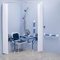 Bariatric Shower pack with curtains and concealed showers - Blue