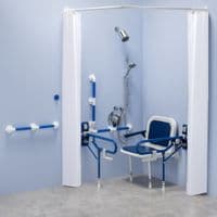 Bariatric Shower pack with curtains and concealed showers - Blue