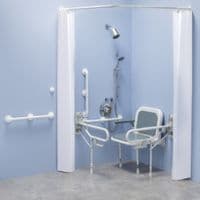 Bariatric Shower pack with curtains and concealed showers - White