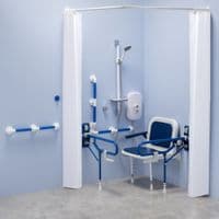 Bariatric Shower pack with curtains and electric showers - Blue
