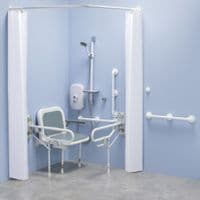 Bariatric Shower pack with curtains and electric showers - White
