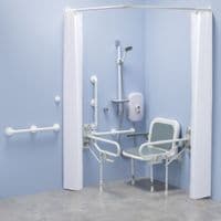 Bariatric Shower pack with curtains and electric showers - White