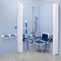 Bariatric Shower pack with curtains and exposed showers - Blue