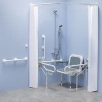 Bariatric Shower pack with curtains and exposed showers - White