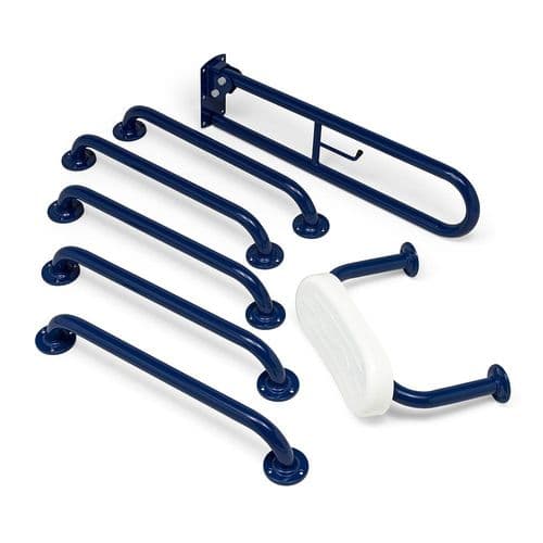 Budget Disabled Toilet Grab Rail Kit with Back Rest - Blue