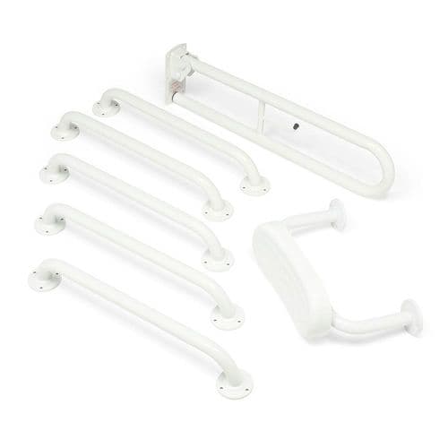 Budget Disabled Toilet Grab Rail Kit with Back Rest - White
