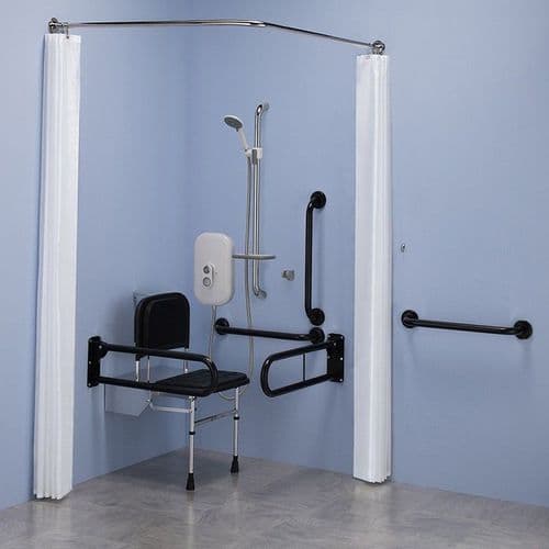 Commercial DOC M Disabled Shower Room Pack With Electric Shower - Matt Black