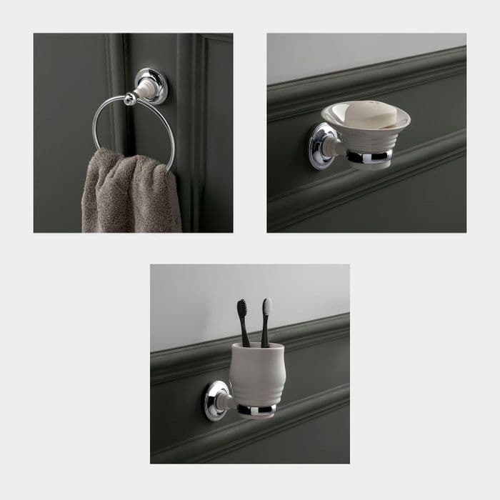 Healey & Lord Classic Collection Basin Accessory Pack - Towel Ring, Soap Dish, Tumbler