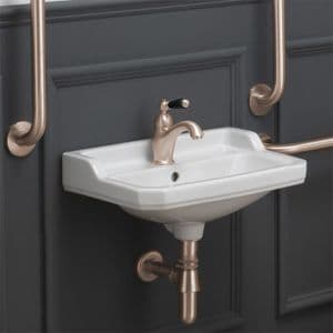 Healey & Lord Washroom Collection Classic Doc M Disabled Back to Wall Toilet Pack - Black/Classic Copper Finish - Manual Lever Tap