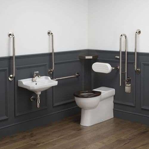Classic Disabled Back to Wall Toilet Packs in Polished Nickel
