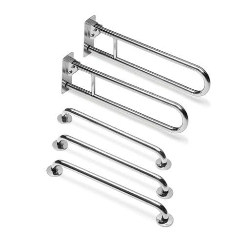 Classic Disabled Changing Room Grab Rail Pack - Polished Chrome