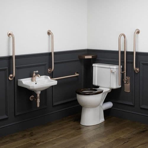 Classic Disabled Close Coupled Toilet Packs in Classic Copper