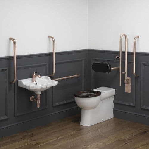 Classic Disabled Roseless Back to Wall Toilet Pack - Black/Classic Copper