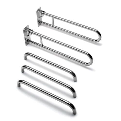 Classic Disabled Roseless Shower Grab Rail Kit - Polished Chrome