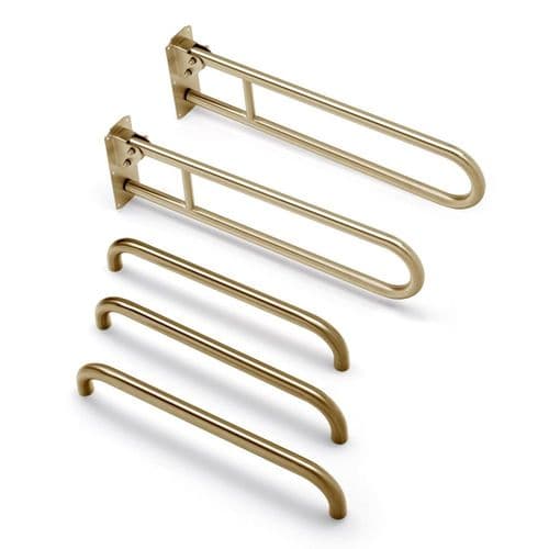Classic Disabled Roseless Shower Grab Rail Kit - Satin Brass