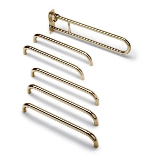 Classic Disabled Roseless Toilet Grab Rail Kit - Polished Brass
