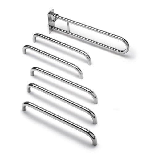 Classic Disabled Roseless Toilet Grab Rail Kit - Polished Chrome
