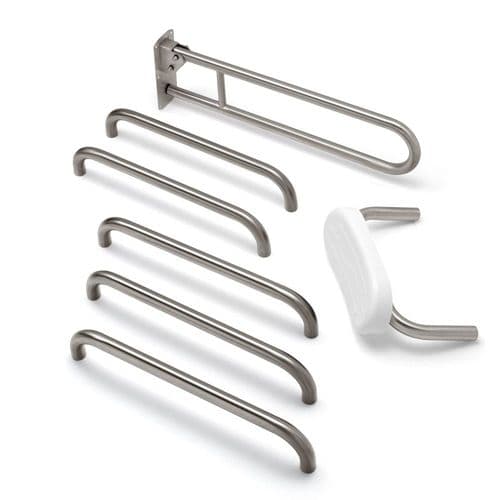 Classic Disabled Roseless Toilet Grab Rail Kit with Seat Cushion - Brushed Nickel