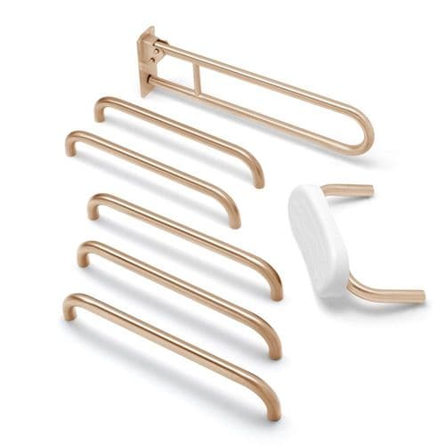 Classic Disabled Roseless Toilet Grab Rail Kit with Seat Cushion - Classic Copper