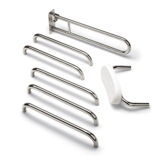 Classic Disabled Roseless Toilet Grab Rail Kit with Seat Cushion - Polished Nickel