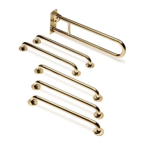 Classic Disabled Toilet Grab Rail Kit - Polished Brass