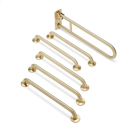 Classic Disabled Toilet Grab Rail Kit - Satin Brass