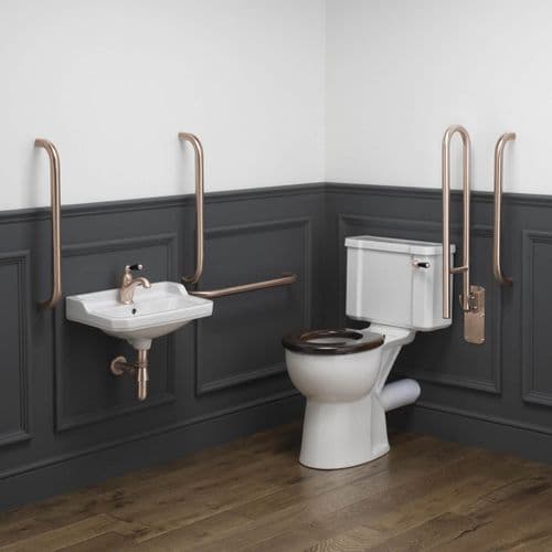 Classic Roseless Disabled Roseless Close Coupled Toilet Pack Manual/Black - Classic Copper