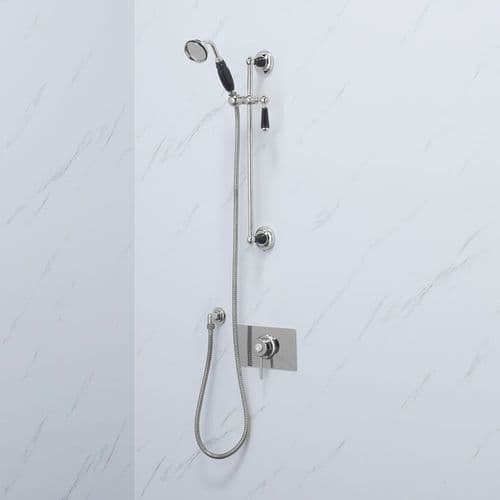 CLASSIC TMV3 THERMOSTATIC SHOWER VALVE & ADJUSTABLE SHOWER HEAD - BLACK PORCELAIN