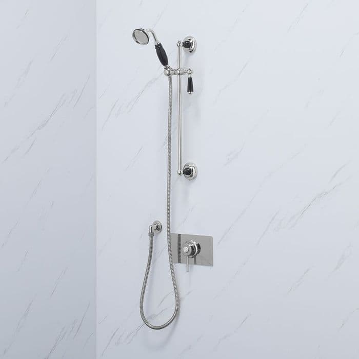 CLASSIC TMV3 THERMOSTATIC SHOWER VALVE & ADJUSTABLE SHOWER HEAD - BLACK PORCELAIN
