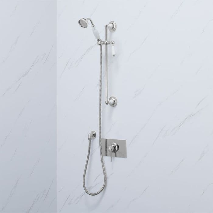 CLASSIC TMV3 THERMOSTATIC SHOWER VALVE & ADJUSTABLE SHOWER HEAD - WHITE PORCELAIN