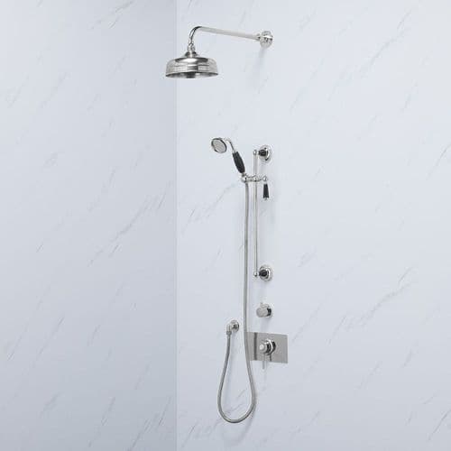 CLASSIC TMV3 THERMOSTATIC SHOWER VALVE & FIXED/ADJUSTABLE SHOWER HEAD - BLACK PORCELAIN