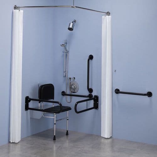 Commercial DOC M Disabled Shower Room Pack With Concealed Shower Valves  - Matt Black