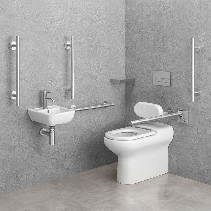 Contemporary Disabled Doc M Back To Wall Toilet Pack - Brushed ...