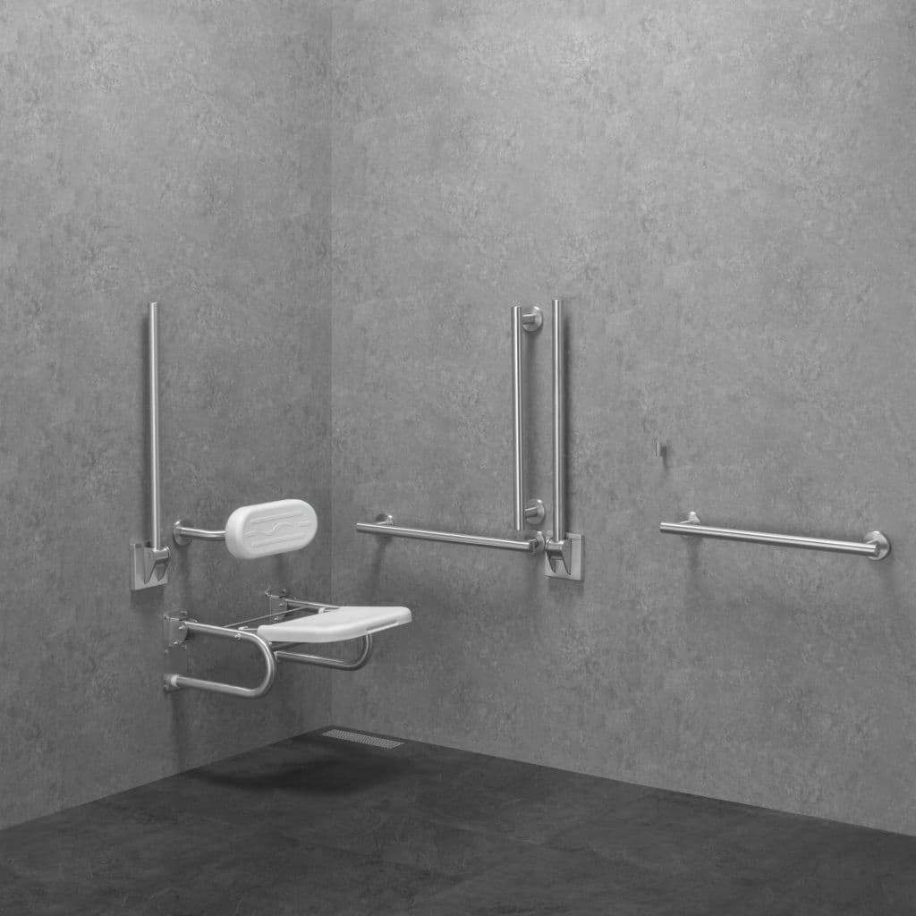 Contemporary DOC M / DDA Disabled Shower Pack - Brushed Stainless Steel