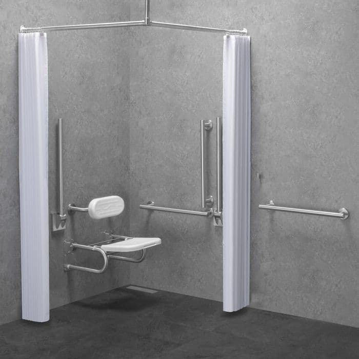 Contemporary DOC M / DDA Disabled Shower Pack & Curtains - Brushed ...