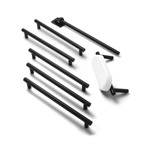 Deluxe Disabled Roseless Toilet Grab Rail Kit with Back Rest in Matt Black, White Cushion