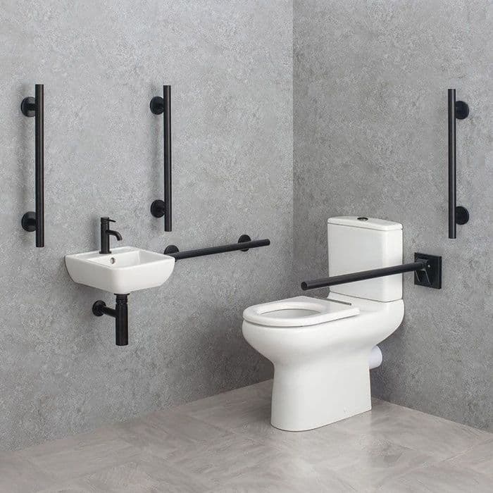 Healey & Lord Washroom Collection Modern Disabled Doc M Toilet Packs -Matt Black