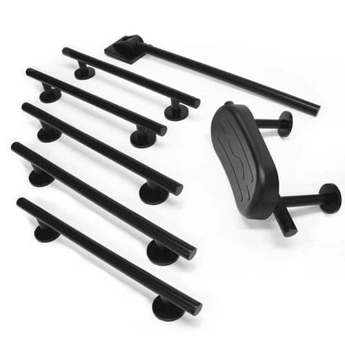 Deluxe (Modern) Disabled Toilet Grab Rail Kit with Back Rest