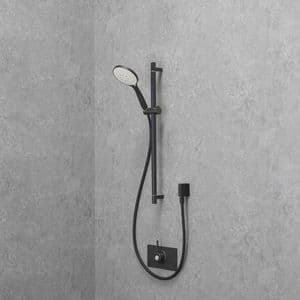 Deluxe (Modern) DOC M / DDA Disabled Shower Pack & Adjustable Shower Head & Curtains  - Matt Black